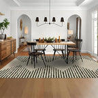 HelloTree Area Rug for Living Room 9x12 Washable Geometric Moroccan Rug Stripe Farmhouse Bohemian Minimalistic Non Slip Non Shedding Ultra Thin Soft Rug for Bedroom Office DiningRoom Nursery-Cream