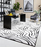 YIHOUSE Modern Rugs for Living Room 5x7, Washable Black and White Bedroom Rug, Fluffy Geometric Dining Room Rugs for Under Table Home Decor