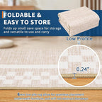 Rug Runners for Hallways 2x8 Washable Kitchen Runner Rug Non Slip Low Pile Bedside Throw Carpet Modern Bordered Bathroom Runners Checkered Area Rug for Living Room Bedroom Entryway Nursery, Beige