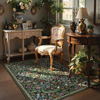 Lahome Floral 3x5 Rugs for Entryway, Botanical Green Machine Washable Boho Throw Rugs for Entrance, Non-Slip Maximalism Stain-Resistant Soft Carpet for Bedroom, Kids Room, Dorm