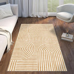 3x5 Washable Area Rug - Small Entryway Rug Non-Slip Orange Abstract Rainbow Kitchen Rugs Modern Boho Carpet Throw Rugs for Living Room Bedroom Bathroom Dorm Nursery Room Home Decor