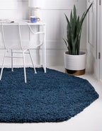 Unique Loom Solid Shag Collection Area Rug (6' 1" Octagon, Sapphire Blue/ Navy Blue)