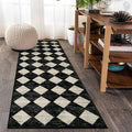 Lahome Washable Kitchen Runner Rug, 2x7 Black and White Hallway Runner Rugs with Rubber Backing Bathroom Runners, Moroccan Trellis Soft Non Slip Stain Resistance Carpet Runners for Entryway Bedside