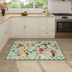 3x5 Area Rug, Floral Green Washable Rug for Entryway, Non Slip Flower Area Rugs, Soft Low Pile Indoor Doormat Small Carpet, Rugs for Living Room Bedroom Nursery Kitchen Dining Room, Sage Green