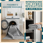 Istana Living Room Rug 10x14 - Dark Grey 10 x 14 Area Rug - Foldable Machine Washable Area Rugs 10x14 - Stylish 10x14 Area Rugs Boho - Stain Resistant Washable Rug 10x14