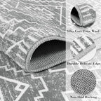 Wonnitar Moroccan 2'6"x8' Washable Kitchen Runner Rug with Rubber Backing, Non-Slip Grey Rug Runner for Hallway, Thin Farmhouse Geometric Carpet Runner for Bedroom Entryway (Silver Grey,2'6"x8')