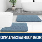 OLANLY Toilet Rugs U-Shaped 24x20, Extra Soft Absorbent Chenille Contour Bathroom Rugs for Toilet, Dry Quickly, Machine Washable, Non-Slip Bath Mat, Airy Blue