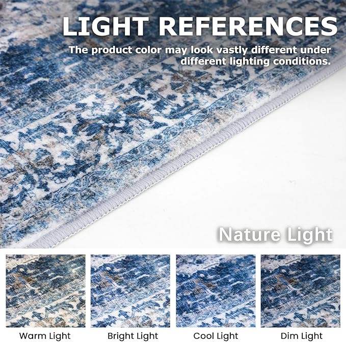 KOZYFLY Runners for Hallways 2.6x16 Ft Extra Long Washable Kitchen Runner Rug Boho Runner Rug for Entryway Indoor Blue Printed Oriental Faux Wool Stair Floor Carpet Runner for Stair Kitchen Hall