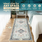 Istana Hallway Runner Rug 2.5x8 – White Cream/Blue Entryway Rug -Silk's Soft Touch Runners for Hallways - Stylish Kitchen Runner Rug Non Slip