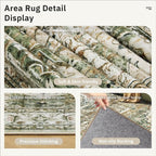 Washable Area Rug 8x10, Large Soft Rugs for Living Room Farmhouse Vintage Area Rugs for Bedroom Dining Room Non-Slip Stain Resistant Under Table Rug Olive Beige