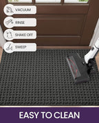 DEXI Front Entryway Door Mat Non Slip 32x48, Washable Entry Way Mats Inside Entrance Low Profile, Welcome Doormat Dirt Trapper for House Floor Home Porter Hall Backdoor Area, Dark Grey