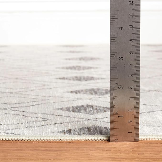 Dash & Albert Chandler Ivory Machine Washable Rug, Runner-2.5 X 8 Feet, Ivory Geometric Pattern