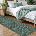 Vintage Floral 2x7 Runner Rug, Dark Green Washable Kitchen Runner Rug Non-Slip Hallway Rug Runner Boho Super Soft Thin Printed Faux Wool Carpet for Entryway Bedroom Laundry Room Indoor