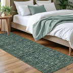 Vintage Floral 2x7 Runner Rug, Dark Green Washable Kitchen Runner Rug Non-Slip Hallway Rug Runner Boho Super Soft Thin Printed Faux Wool Carpet for Entryway Bedroom Laundry Room Indoor