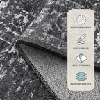 Lahome Washable Black 4x6 Area Rugs for Living Room Bedroom, Boho Vintage Non Slip Stain Resistant Floor Dining Room Carpet for Office Entrance Decor
