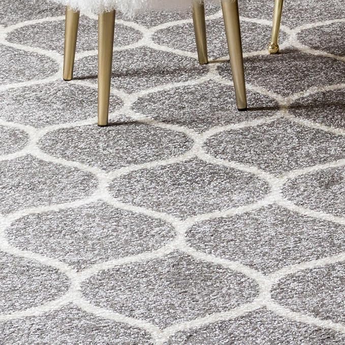 Rugs.com Lattice Frieze Collection Rug – 4' x 6' Light Gray Medium Rug Perfect for Living Rooms, Large Dining Rooms, Open Floorplans