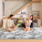 6x9 Tie-Dyed Grey Rugs for Living Room Bedroom, Fluffy Large Area Rug Soft Shag Non-Slip Carpet for Kids Boys and Girls Room Dorm Home Decor (6ft x 9ft)