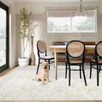 Vintage Living Room Area Rug - 5x7 Large Machine Washable Boho Area Rug Distressed Floral Rugs for Bedroom, Soft Non-Slip Indoor Floor Accent Rugs for Office Dining Room (Cream Beige, 5'x7')