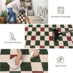 LIVEBOX 8x10 Area Rugs for Living Room Clearance, Checkered Non-Slip Washable Rugs, Farmhouse Neutral Classic Pattern Boys Area Rug for Bedroom, Carpet for Dining Room(Red,8'x10')