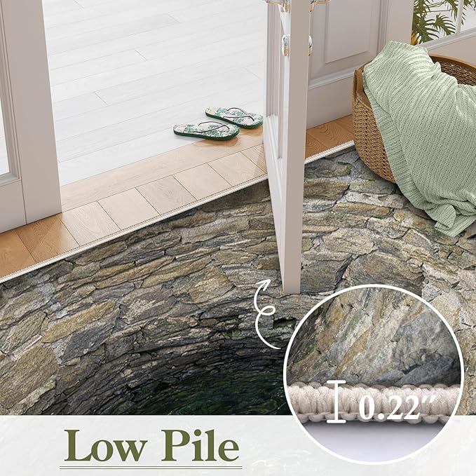 3D Hole Area Rug for Bedroom, 5x6ft, Visual Illusion Stone Cave Trap Design Home Decorative Rugs, Breathable Anti Skid Dirty Resistant Washable Soft Large Carpets for Family Indoor
