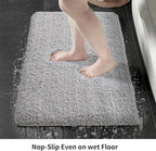 Gray Bathroom Rug 24x36 Non Slip Fluffy Bath Mat for Bathroom Floor Washable Plush Luxury Bath Rug for Tub Soft Shaggy Absorbent Shower Sink Mat