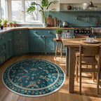 Lahome Insect Washable Round Rugs, Non-Slip Soft Round Rug 4ft Ultra-Thin, Small Boho Circle Carpet for Entryway Kitchen Bedroom Nursery Bathroom, Dark Green