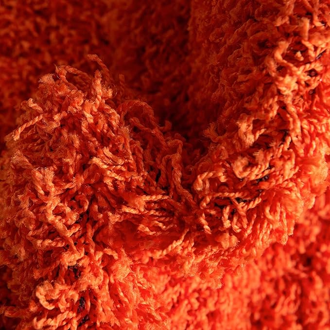 Unique Loom Solid Shag Collection Area Rug (8' x 10' Oval, Tiger Orange)