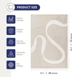 Abani Deco Collection Area Rug - Beige Modern Abstract Ribbon Design - 4' x 6' - for Living Room, Bedroom & Office