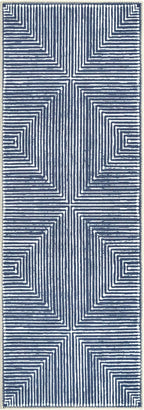 Bloom Rugs Washable Non-Slip 7 ft Runner - Blue Striped Runner for Entryway, Hallway, Bathroom, and Kitchen - Exact Size: 2.5' x 7'
