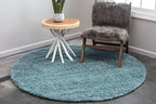 Unique Loom Solid Shag Collection Area Rug (8' Round, Light Slate Blue)