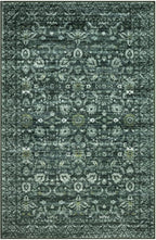 Vintage Floral 6x9 Rug, Dark Green Washable Area Rug for Bedroom, Non Slip Living Room Rug Thin Printed Faux Wool Super Soft Floor Carpet for Nursery Playroom Dining Room Indoor Office