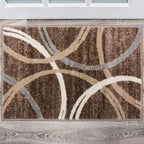 Rugshop Modern Wavy Circles Design Accent Rug, Non-Shedding Carpet for Entryway, Bathroom, or Kitchen, Brown, 2' x 3'