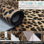 Leopard Rug 5x7 Washable Animal Print Rug Living Room Large Carpet Soft Non-Slip, Non-Shedding Brown Carpet for Office Dormitory Bedroom