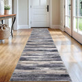 Modern Abstract Runner Rug 2x12, Grey Black Multi Washable Long Kitchen Runner Non-Slip Soft Hallway Rug Runner Thin Print Faux Wool Carpet for Entryway Bedroom Laundry Room Indoor Home Decor