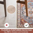 Washable Area Rugs 5x7, Low Pile Soft Vitnage Distressed Rug for Bedroom, Living Room, Dining Room, Non-Slip, Low Pile, Rust Brown