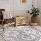 CAMILSON Indoor Outdoor Rug 10x14 Bohemian Medallion Floral Area Rugs for Indoor and Outdoor Patios Easy-Cleaning Non-Shedding Living Room Garden and Kitchen Washable Outside Carpet (10 x 14 / Beige)
