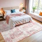 Washable Abstract Rug, 3x5 Modern Area Rugs with Non-Slip Rubber Backed for Bedroom, Thin but Soft Contemporary Carpet Kitchen Living Room Decor, Pink