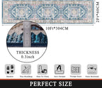 vivorug Blue Runner Rug 2x10 Machine Washable Rug with Non-Slip Backing, Ideal for Kitchen Hallway Entryway Laundry Room - Vintage, Durable, Easy Clean, Low Pile Carpet Runner