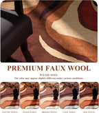 YIHOUSE Burnt Orange Rug 8x10 Washable,Alfombras para Salas,Farmhouse Brown Retro Carpets,Geometric Abstract Wavy Rug for Living Room,Unique Colorful Rugs for Bedroom,Dining Room