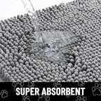 Smiry Dog Door Mat for Muddy Paws, Absorbent Dirt Trapper Non Slip Quick Dry Washable Chenille Mat for Mud Dogs, Entry Rug for Indoor and Outdoor (40x32 Inches, Grey and Black)