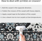 YJ.GWL Area Rugs for Living Room 4x6 Machine Washable Rugs for Bedroom, Non Slip Floral Vintage Rug Indoor Carpet, Stain Resistant Throw Rug for Dining Room Kitchen, Black Grey Blue