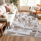 8X10 Area Rugs for Living Room Bedroom,Modern Abstract Large Carpet Washable Rugs 8x10 for Dining Room Office,Non Slip Brown Print Faux Wool Thin 8 by 10 Indoor Nursery Kids Home Pet & Child Friendly