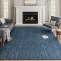Eleisa Modern Vintage 9x12 Herringbone Chevron Area Rug, Non-Slip Stain Resistant Washable Rug, Blue Large Rug for Living Room, Farmhouse Carpet for Bedroom, Kitchen, Dining Room, Home Office