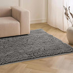 Chenille Absorbent Front Door Mat 60" x 30", Dog Door Mat for Muddy Paws, Dirt Trapper Doormat, Mud Mat for Dogs, Washable Non Slip Outdoor Indoor Doormats for Entryway, Grey