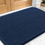 OLANLY Dog Door Mat for Muddy Paws 30x20, Absorbs Moisture and Dirt, Absorbent Non-Slip Washable Doormat, Quick Dry Chenille Mud Mat for Dogs, Entry Indoor Entryway Carpet for Inside Floor, Dark Blue