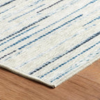 Dash & Albert Elwood Blue Machine Washable Rug, 6 X 9 Feet, Blue Stripe Pattern - Premium Luxury Hotel Quality Soft Breathable Hypoallergenic Machine Washable Easy Care All Season Comfortable