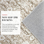 Vintage 4x6 Living Room Washable Rug, Beige Tan White Non-Slip Soft Bedroom Area Rug Thin Printed Faux Wool Floor Super Soft Carpet Throw Rugs for Nursery Playroom Dining Room Indoor Office