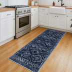 KILOCOCO Boho Kitchen Runner Rug 2x5 Washable Runner Rug, Soft Runners for Hallways Non Slip Printed Distressed Laundry Room Rugs, Low-Pile Rugs for Entryway/Bedroom/Living Room, Dark Blue