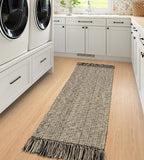 Collive Hallway Runner Rug, 2x5 Washable Natural/Black Modern Entryway Runner Rug Hand-Woven Cotton Boho Kitchen Runner Rugs for Bedroom Laundry Room Rug Front Door Farmhouse Bathroom Rug Outdoor