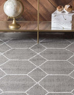Unique Loom Trellis Frieze Collection Area Rug - Geometric (8' x 11', Dark Gray/ Ivory)